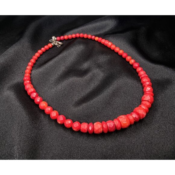 Jay King Genuine Coral Beaded Necklace With 925 Sterling Silver Clasp - Picture 1 of 5